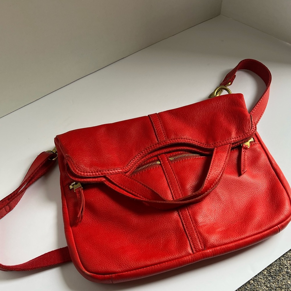 Fossil Red Leather Crossbody Bag